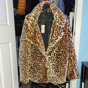 Leopard Print Faux Fur Coat